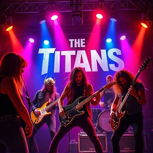 Pochette d'album de rock du groupe 'Les Titans' enregistrée chez Harmonie Studio